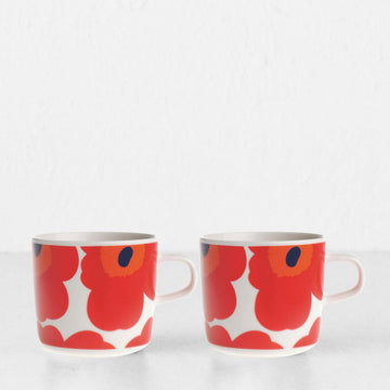 MARIMEKKO  |  UNIKKO COFFEE MUG 2DL  |  WHITE + RED  |  SET OF 2