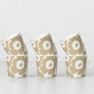MARIMEKKO  |  UNIKKO COFFEE MUG 4DL   |  BEIGE + WHITE  |  SET OF 6