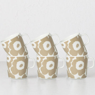 MARIMEKKO  |  UNIKKO COFFEE MUG 4DL   |  BEIGE + WHITE  |  SET OF 6