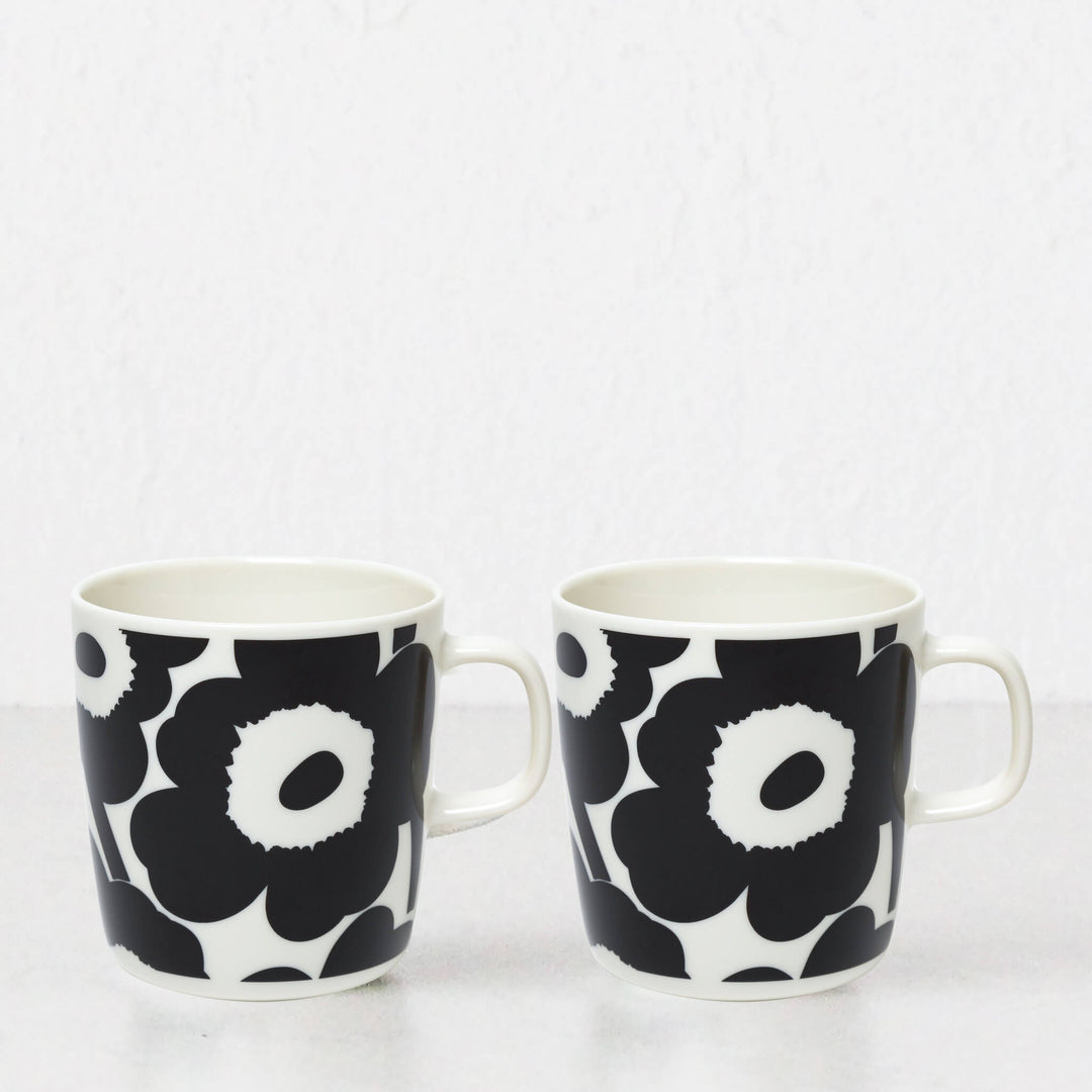 MARIMEKKO  |  UNIKKO COFFEE MUG 4DL  |  BLACK + WHITE  |  SET OF 2