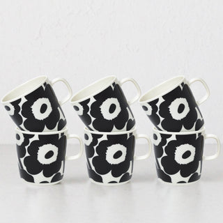 MARIMEKKO  |  UNIKKO COFFEE MUG 4DL  |  BLACK + WHITE  |  SET OF 6