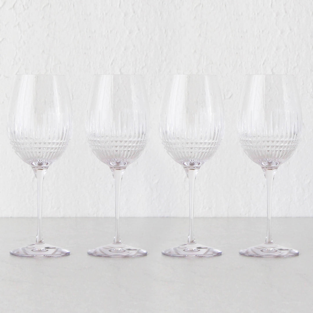 WATERFORD  |  LISMORE DIAMOND ESSENCE GOBLET GLASSES  |  SET OF 4