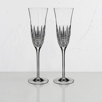 60% FINAL SALE  |  LAST TWO  |  WATERFORD  |  LISMORE DIAMOND ESSENCE FLUTE GLASSES  |  SET OF 2