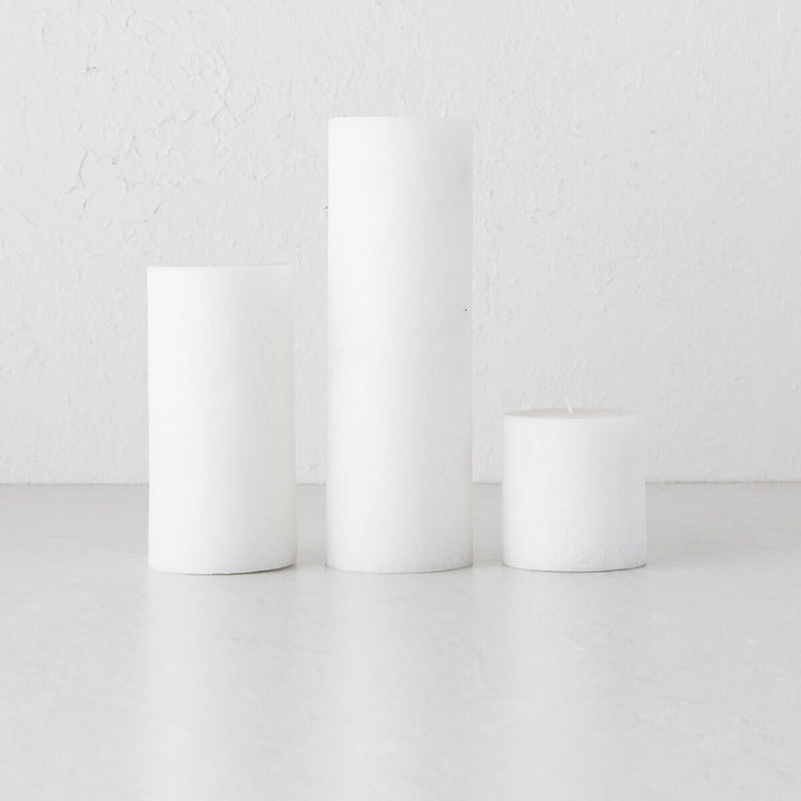 TEXTURED PILLAR CANDLE  |  SET OF 3  |  WHITE