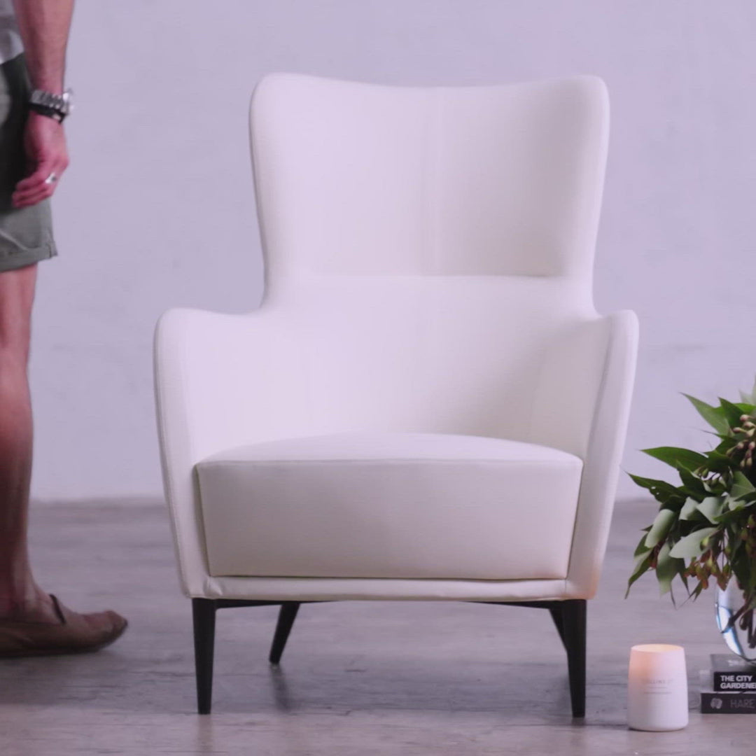 NEIMAN ARM CHAIR  |  VEIL WHITE VEGAN LEATHER