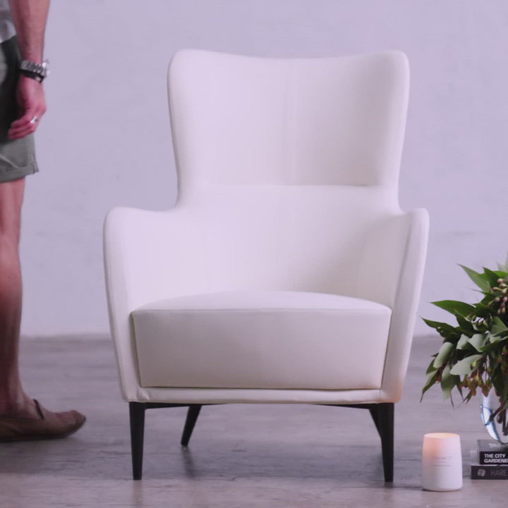 NEIMAN ARM CHAIR  |  VEIL WHITE VEGAN LEATHER