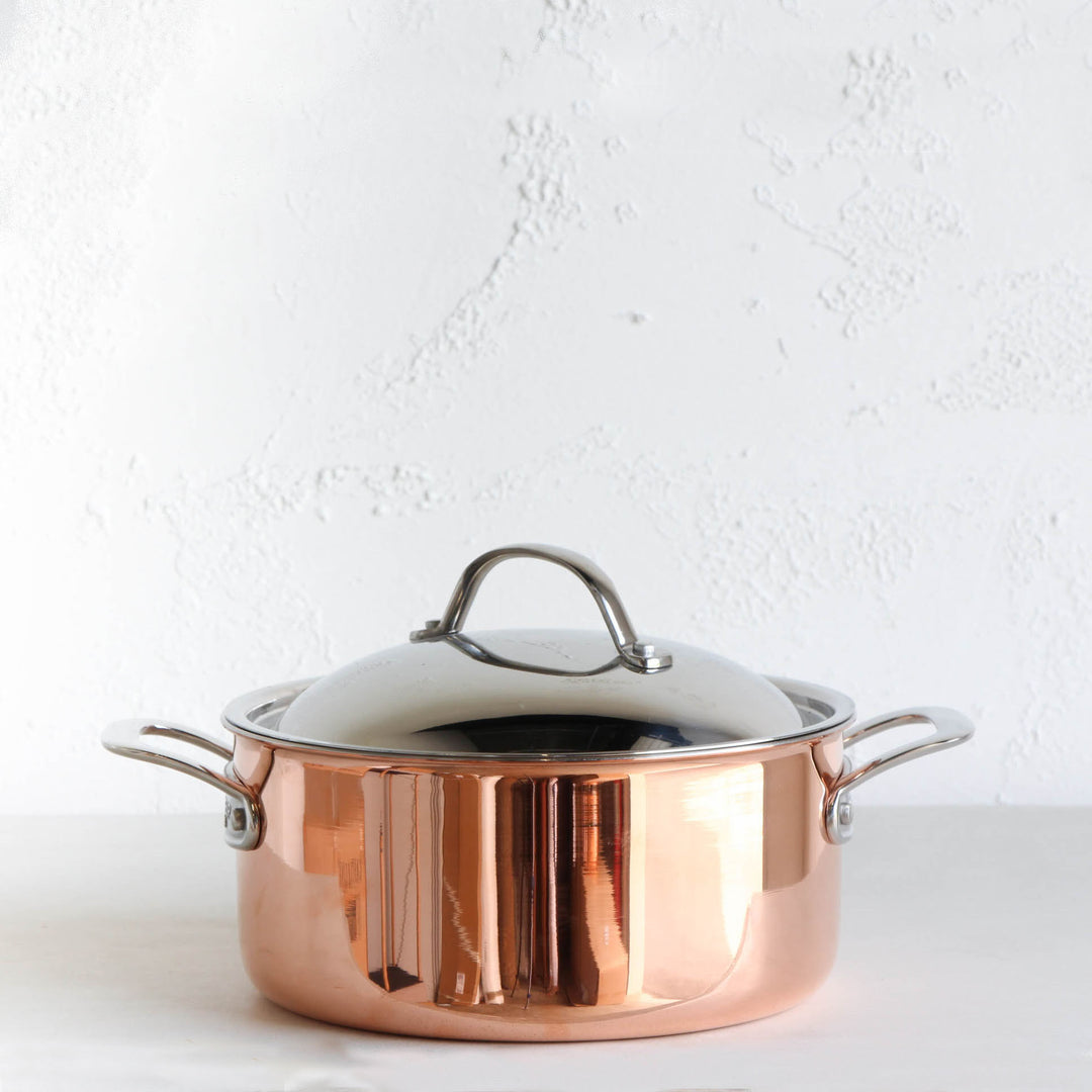 CHASSEUR COPPER COVERED CASSEROLE POT |  24CM